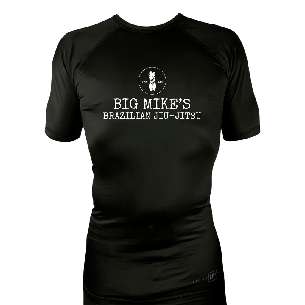 Big Mike's BJJ All Black Custom Rash Guards Short Sleeves #8055 A
