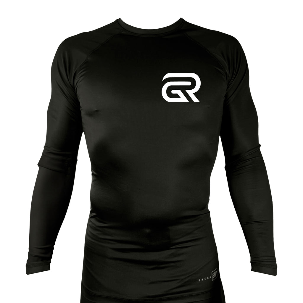Ground Rules Jiu-Jitsu All Black Custom Rash Guards Long Sleeves #8056 A