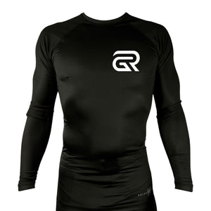 Ground Rules Jiu-Jitsu All Black Custom Rash Guards Long Sleeves #8056 A