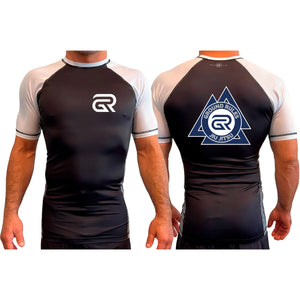 Ground Rules Jiu-Jitsu All Black Ranked Short Sleeve Rash Guards #8056 A