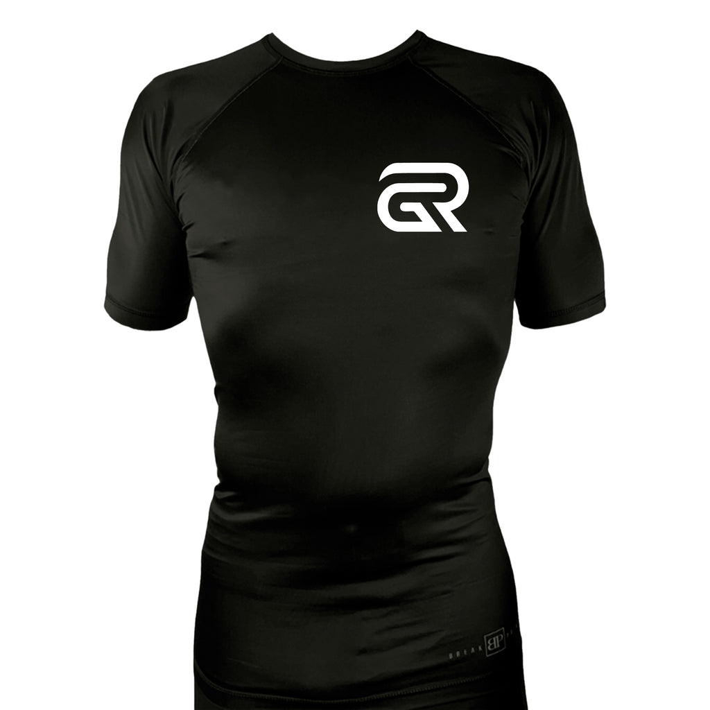 Ground Rules Jiu-Jitsu All Black Custom Rash Guards Short Sleeves #8056 A
