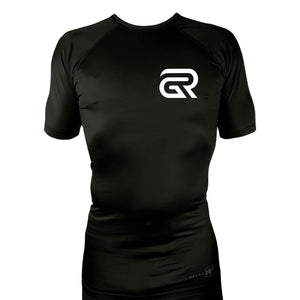 Ground Rules Jiu-Jitsu All Black Custom Rash Guards Short Sleeves #8056 A