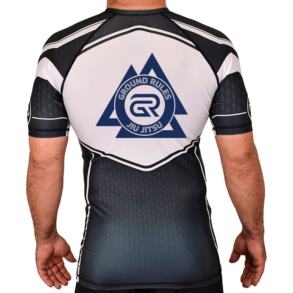 Ground Rules Jiu-Jitsu Academy Rash Guards Black/White #8056 A