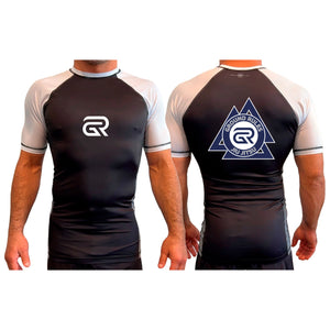 Ground Rules Jiu-Jitsu All Black Ranked Short Sleeve Rash Guards #8056 A