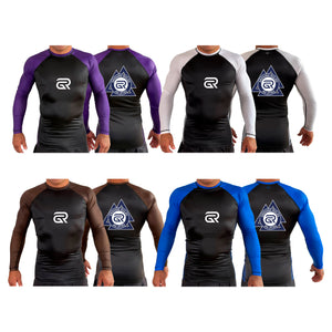 Ground Rules Jiu-Jitsu All Black Ranked Long Sleeve Rash Guards #8056 A