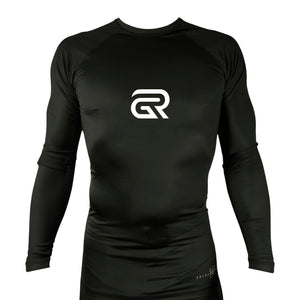 Ground Rules Jiu-Jitsu All Black Custom Rash Guards Long Sleeves #8056 A