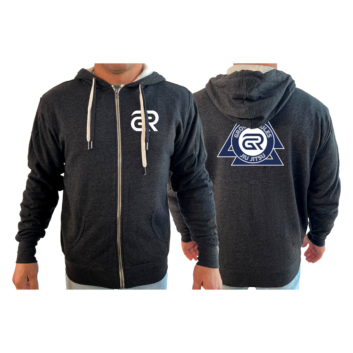Ground Rules Jiu-Jitsu Academy Sherpa Lined Zip-Up Hoodie #8056 A