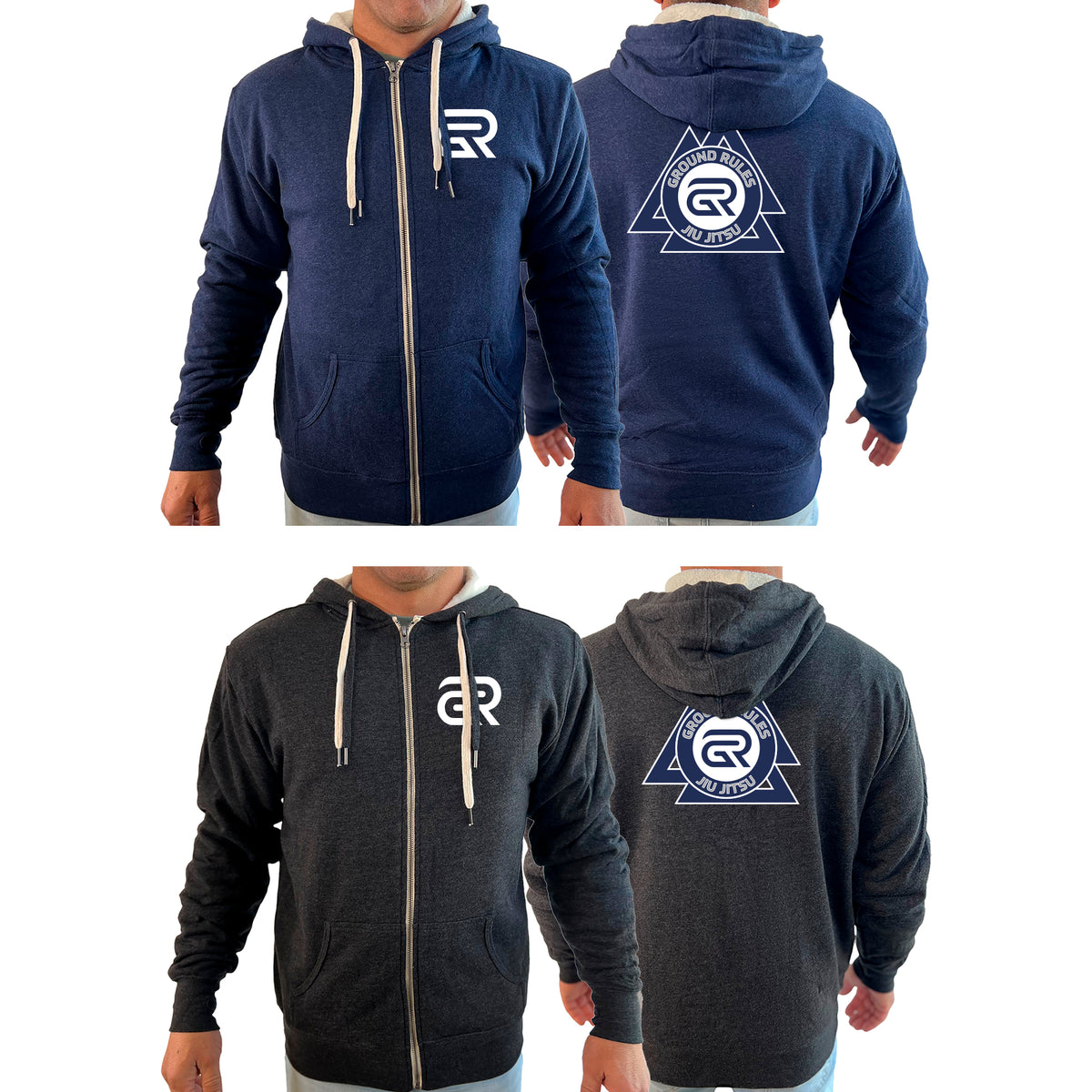 Ground Rules Jiu-Jitsu Academy Sherpa Lined Zip-Up Hoodie #8056 A