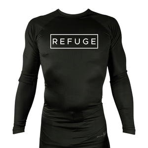 Refuge Jiu Jitsu All Black Custom Rash Guards Long Sleeves #8057 A