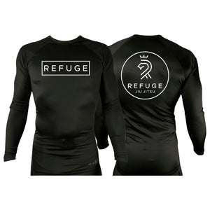 Refuge Jiu Jitsu All Black Custom Rash Guards Long Sleeves #8057 A