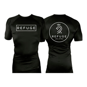 Refuge Jiu Jitsu All Black Custom Rash Guards Short Sleeves #8057 A