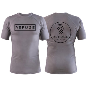 Refuge Jiu Jitsu Gray Custom Rash Guards Short Sleeve #8057 A