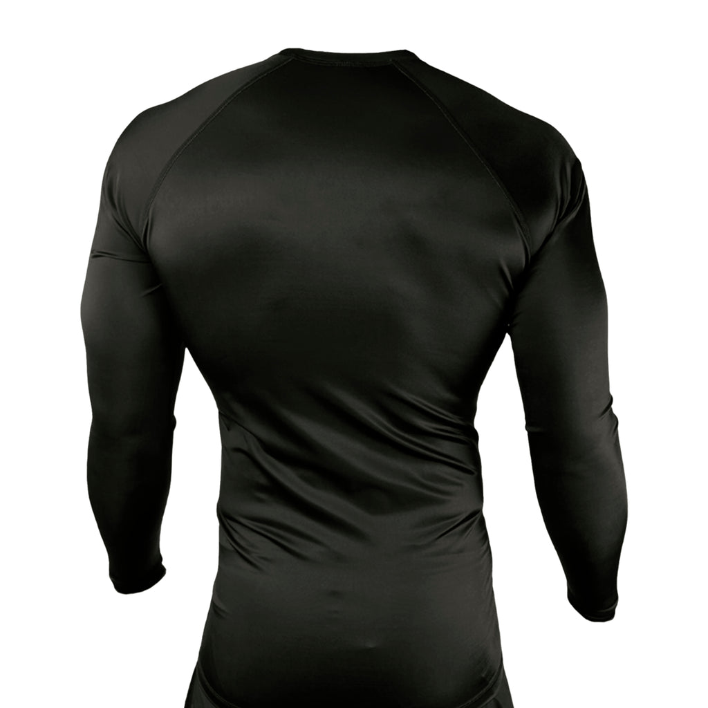 Refuge Jiu Jitsu All Black Custom Rash Guards Long Sleeves #8057 G (RETRO LOGO)