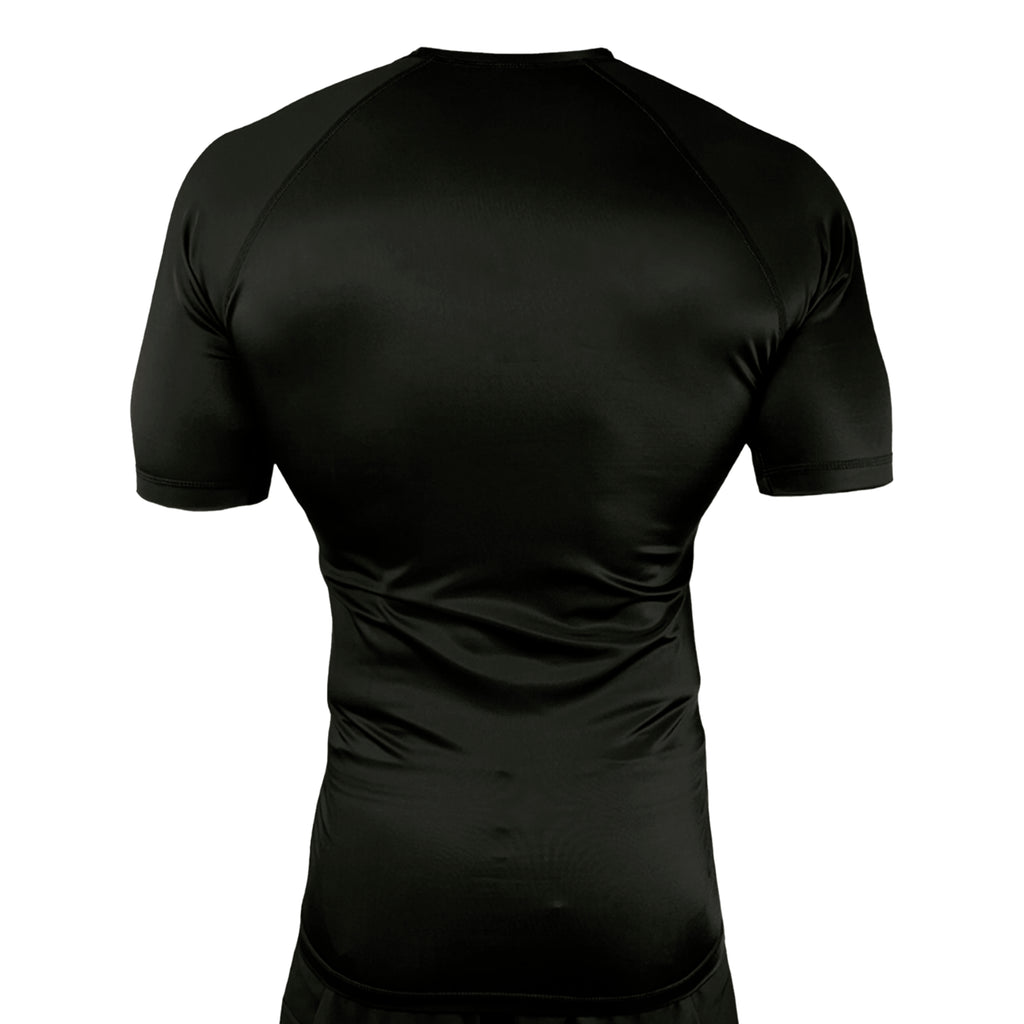 Refuge Jiu Jitsu All Black Custom Rash Guards Short Sleeves #8057 G (RETRO LOGO)