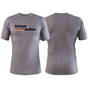 Refuge Jiu Jitsu Gray Custom Rash Guards Short Sleeve #8057 G (RETRO LOGO)