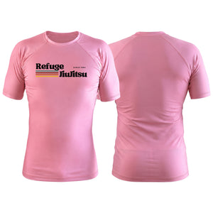 Refuge Jiu Jitsu Pink Custom Rash Guards Short Sleeve #8057 G (RETRO LOGO)