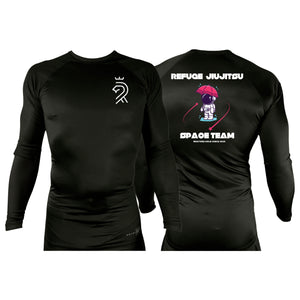 Refuge Jiu Jitsu All Black Custom Rash Guards Long Sleeves #8057 K