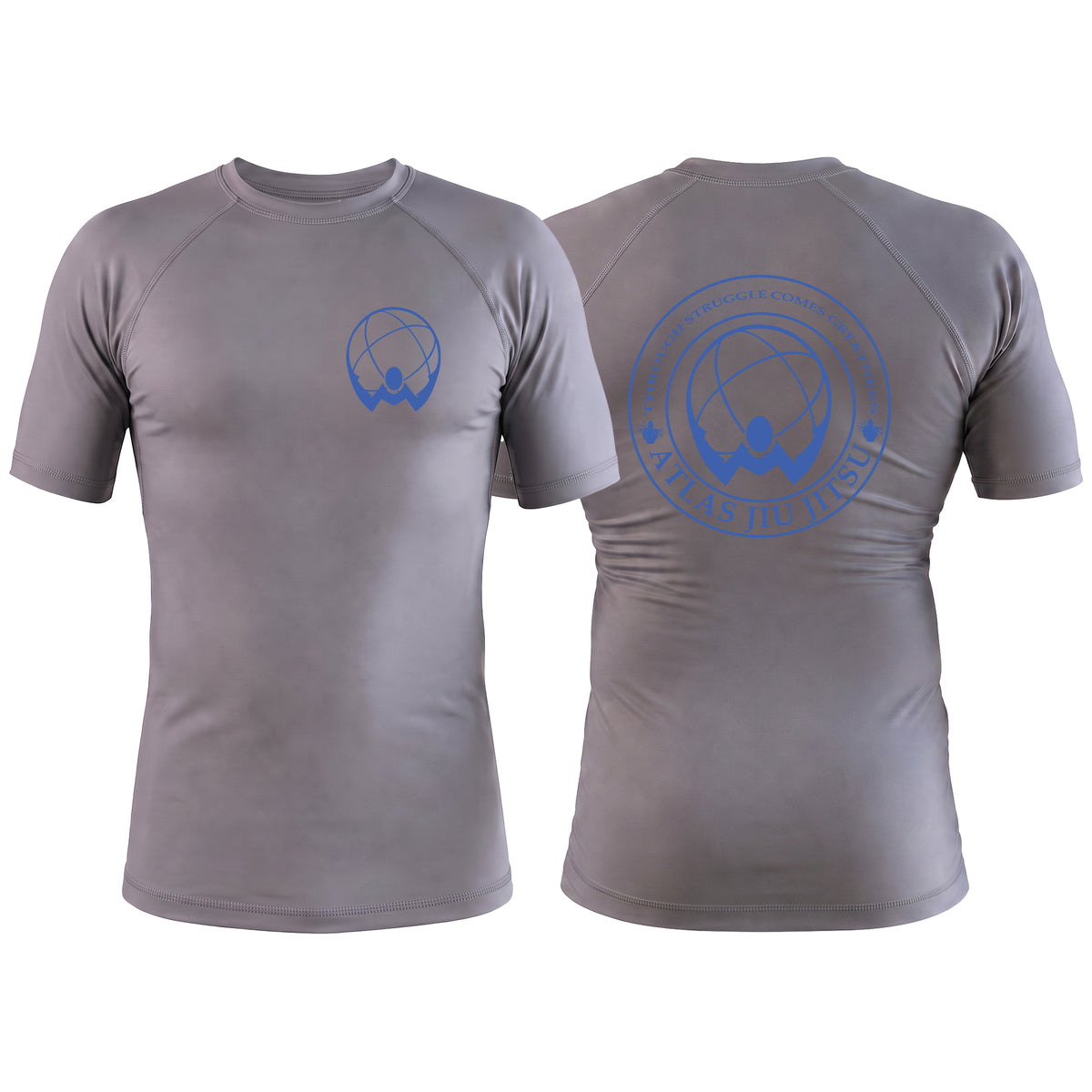 Atlas Jiu Jitsu Gray Custom Rash Guards Short Sleeve #8058 A