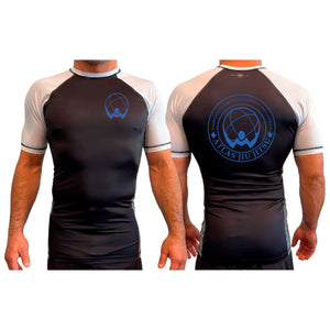 Atlas Jiu Jitsu All Black Ranked Short Sleeve Rash Guards #8058 A