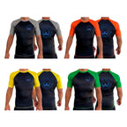 Atlas Jiu Jitsu All Black Ranked Short Sleeve Rash Guards #8058 A