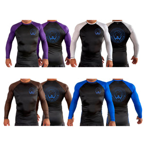 Atlas Jiu Jitsu All Black Ranked Long Sleeve Rash Guards #8058 A
