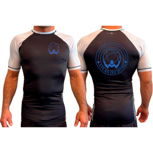 Atlas Jiu Jitsu All Black Ranked Short Sleeve Rash Guards #8058 A