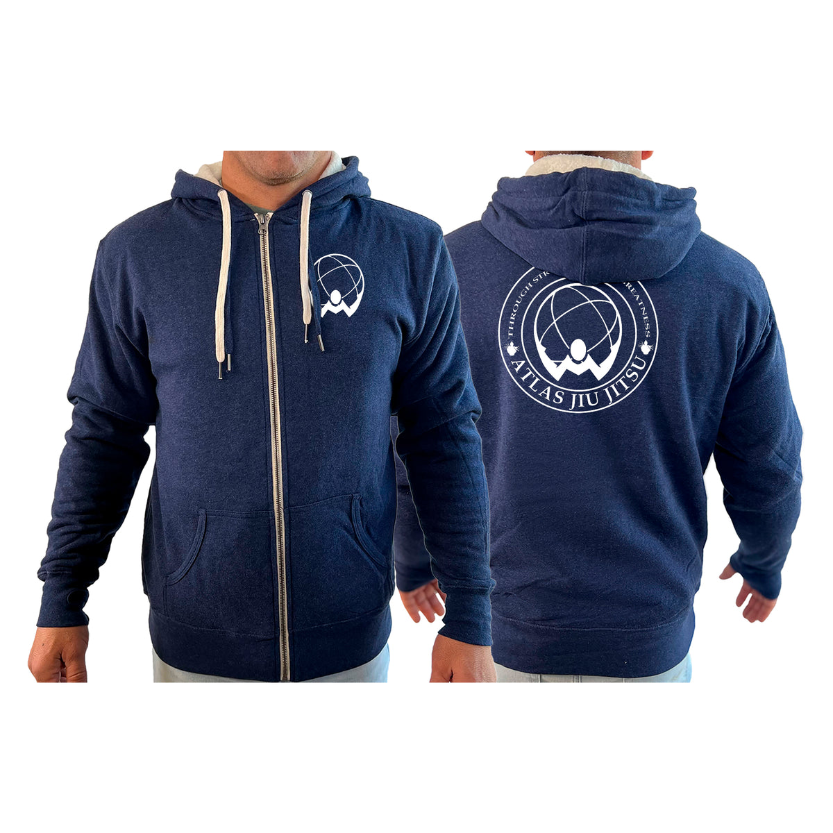 Atlas Jiu Jitsu Academy Sherpa Lined Zip-Up Hoodie #8058 A