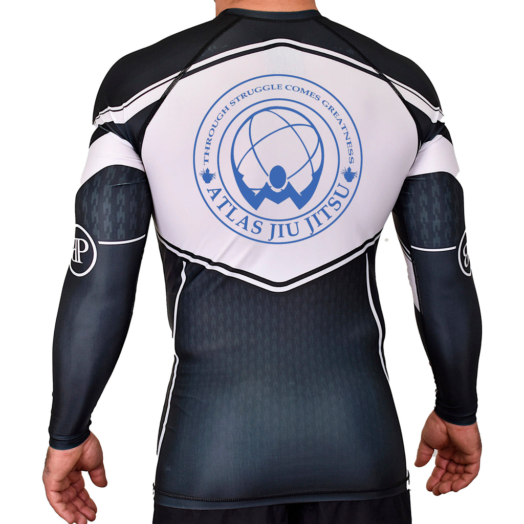 Atlas Jiu Jitsu Academy Rash Guards Black/White #8058 A