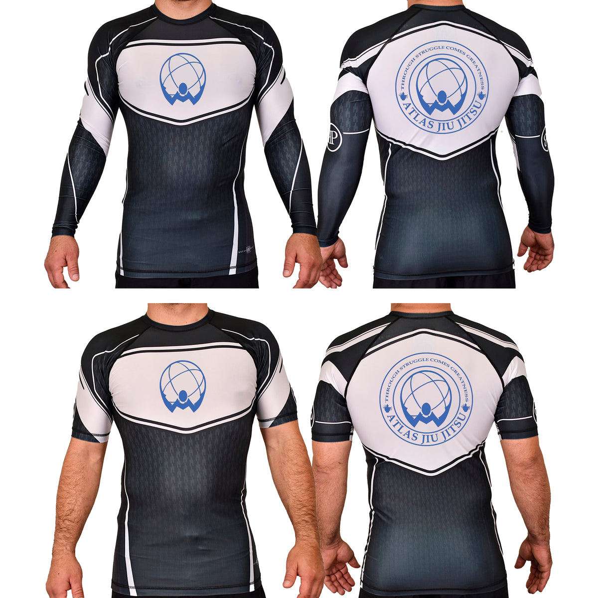 Atlas Jiu Jitsu Academy Rash Guards Black/White #8058 A