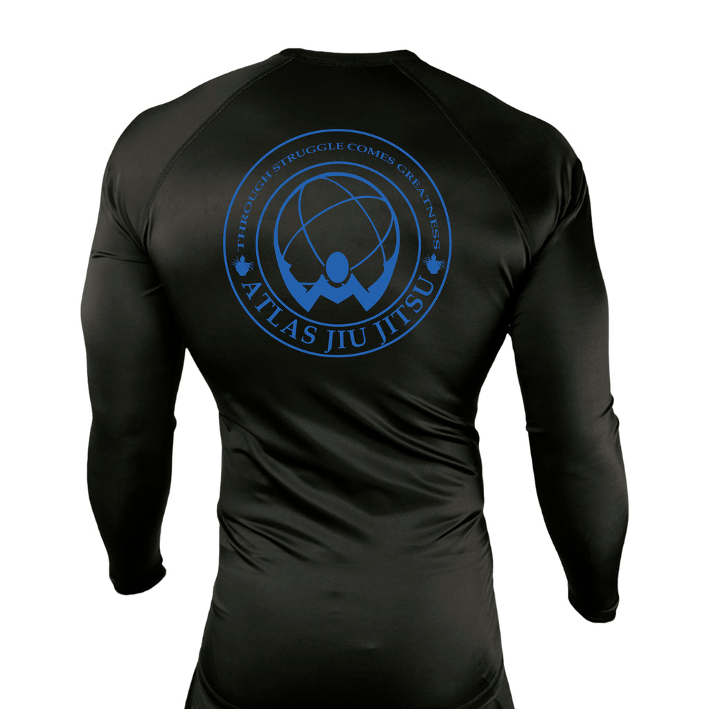 Atlas Jiu Jitsu All Black Custom Rash Guards Long Sleeves #8058 A