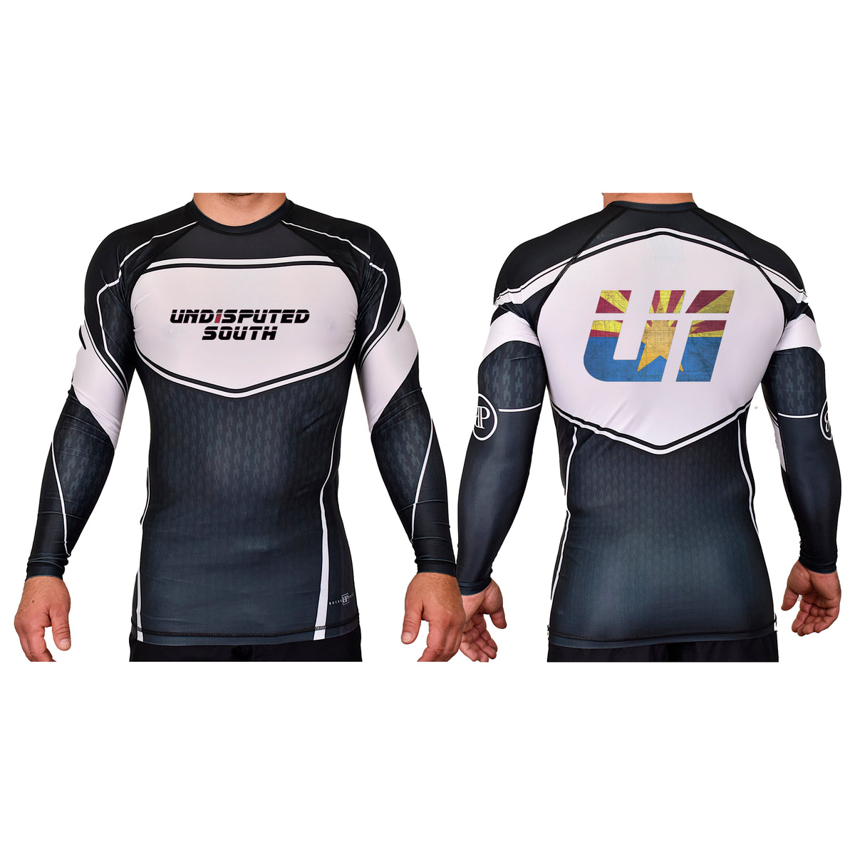 Undisputed South Academy Rash Guards Black/White #8059 A
