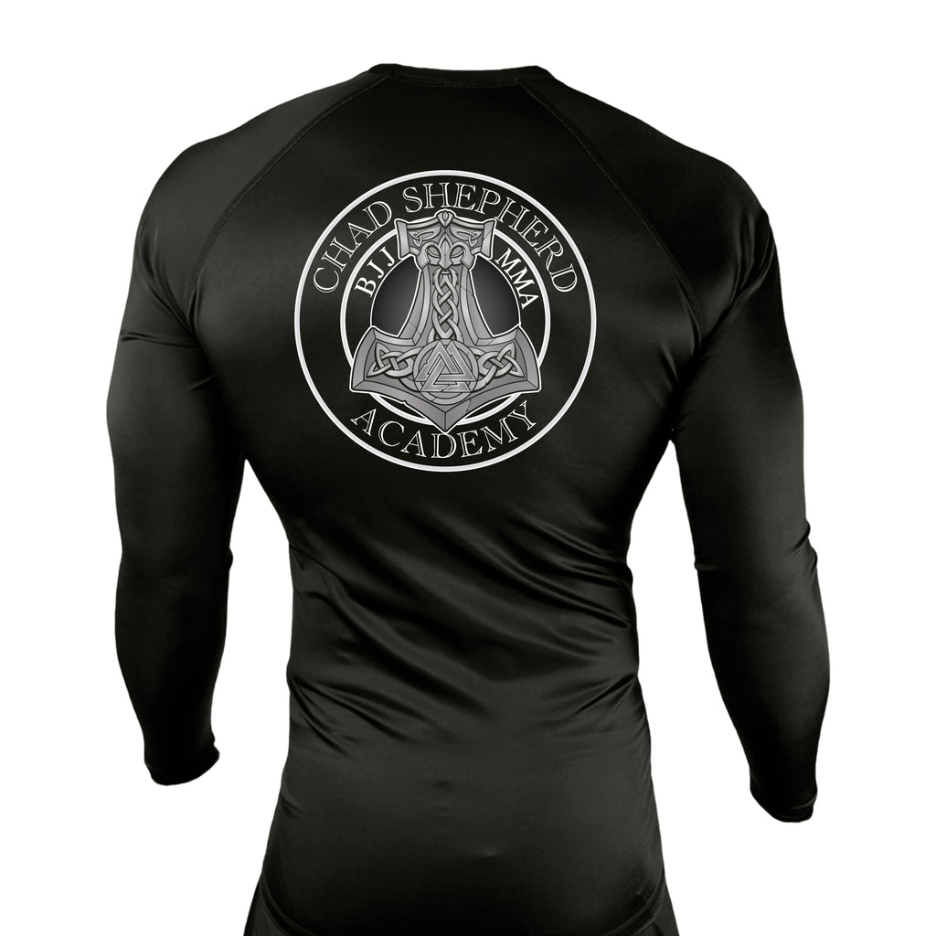 Chad Shepherd All Black Custom Rash Guards Long Sleeves #8060 A