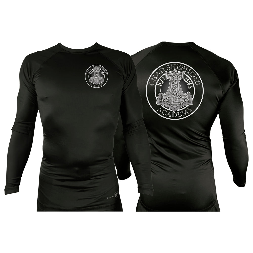 Chad Shepherd All Black Custom Rash Guards Long Sleeves #8060 A