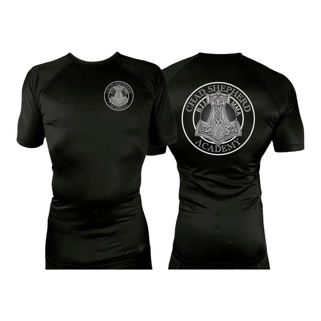 Chad Shepherd All Black Custom Rash Guards Short Sleeves #8060 A