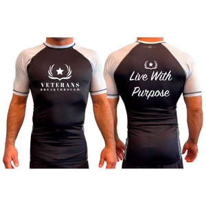 Veterans Breakthrough All Black Ranked Short Sleeve Rash Guards #8061 A