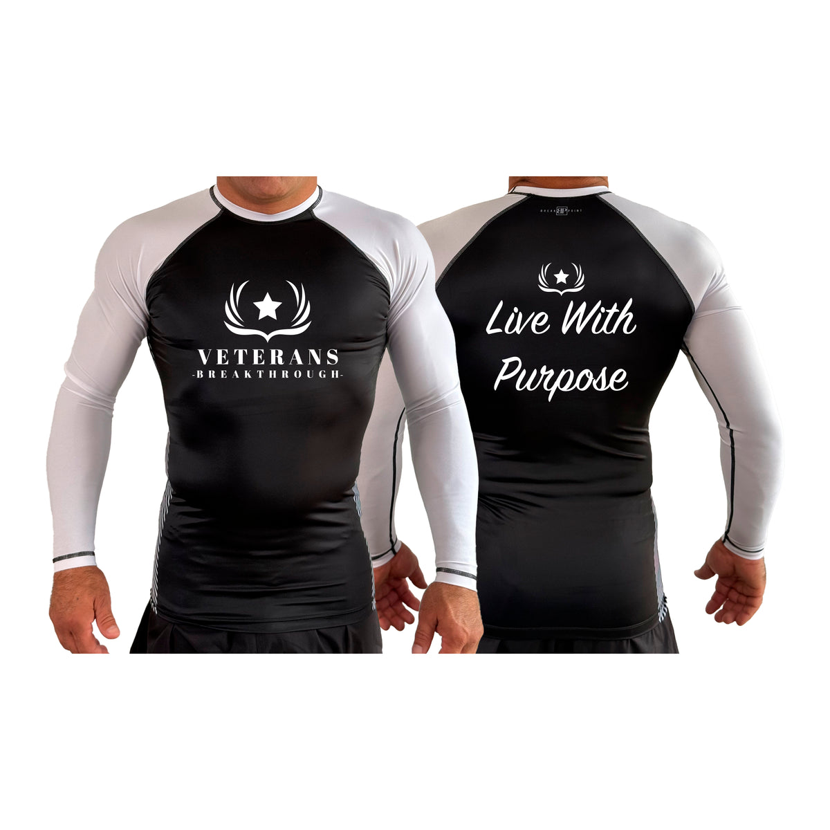 Veterans Breakthrough All Black Ranked Long Sleeve Rash Guards #8061 A