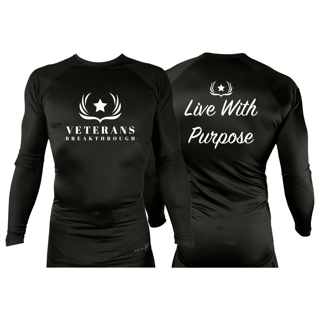 Veterans Breakthrough All Black Custom Rash Guards Long Sleeves #8061 A