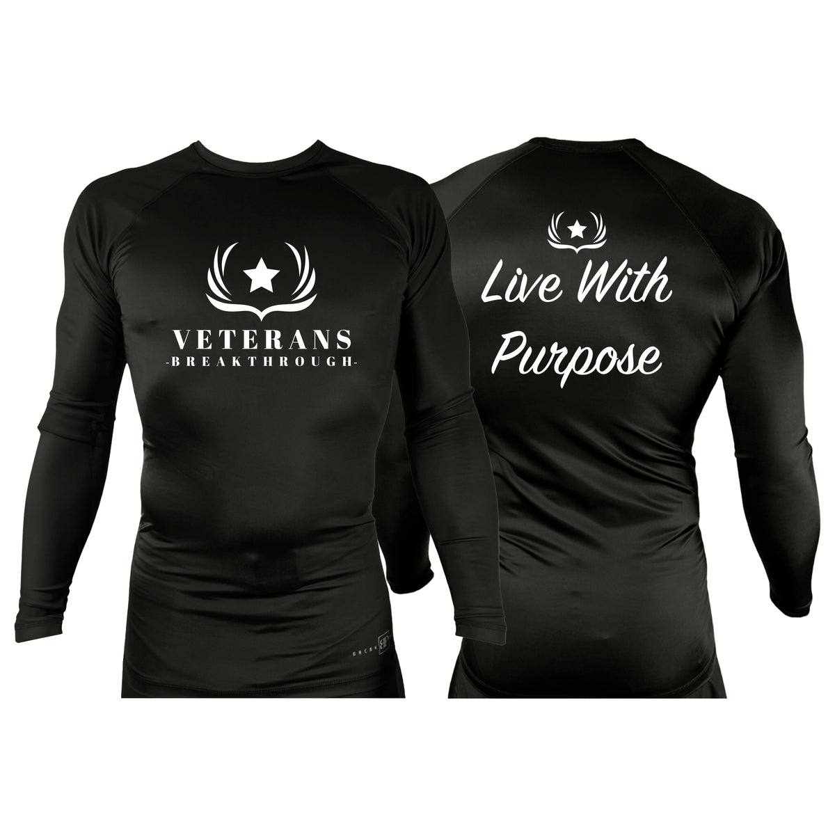 Veterans Breakthrough All Black Custom Rash Guards Long Sleeves #8061 A