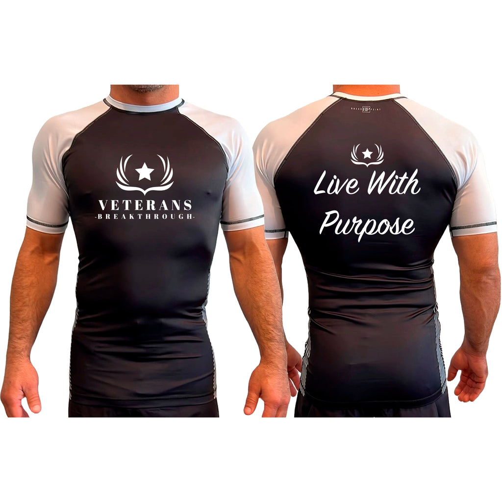 Veterans Breakthrough All Black Ranked Short Sleeve Rash Guards #8061 A