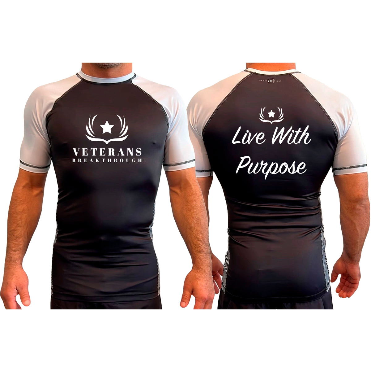 Veterans Breakthrough All Black Ranked Short Sleeve Rash Guards #8061 A