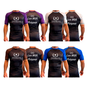 Veterans Breakthrough All Black Ranked Short Sleeve Rash Guards #8061 A