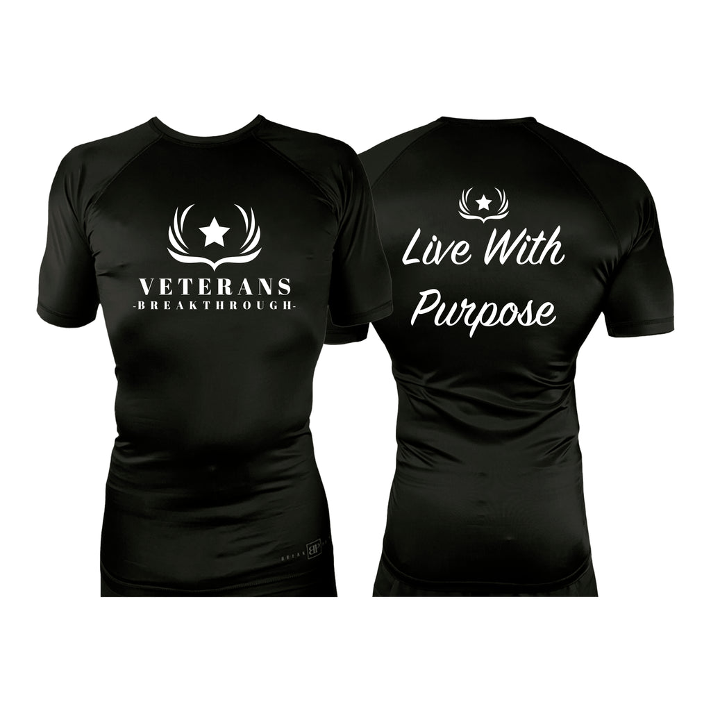 Veterans Breakthrough All Black Custom Rash Guards Short Sleeves #8061 A