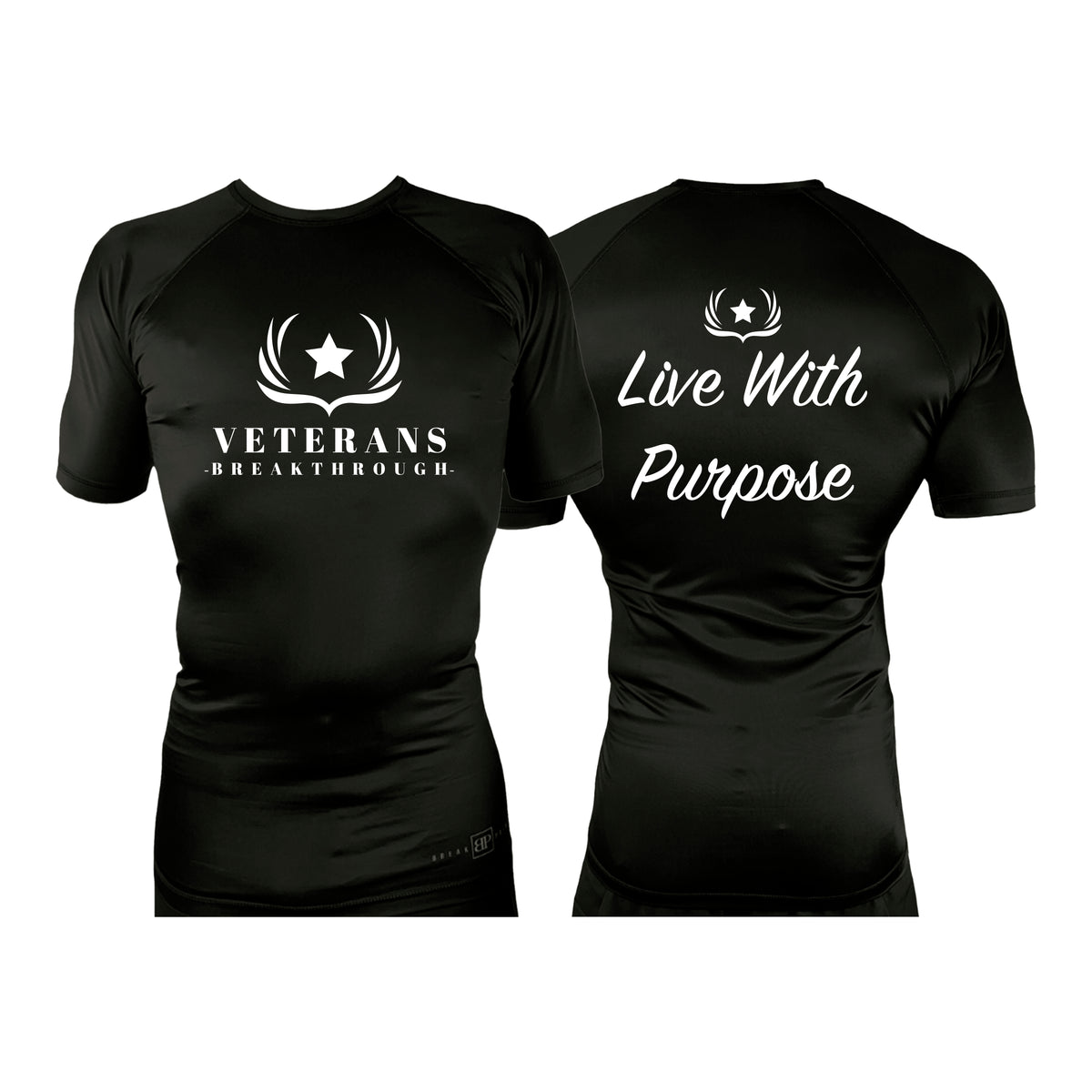Veterans Breakthrough All Black Custom Rash Guards Short Sleeves #8061 A
