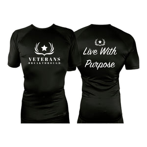 Veterans Breakthrough All Black Custom Rash Guards Short Sleeves #8061 A