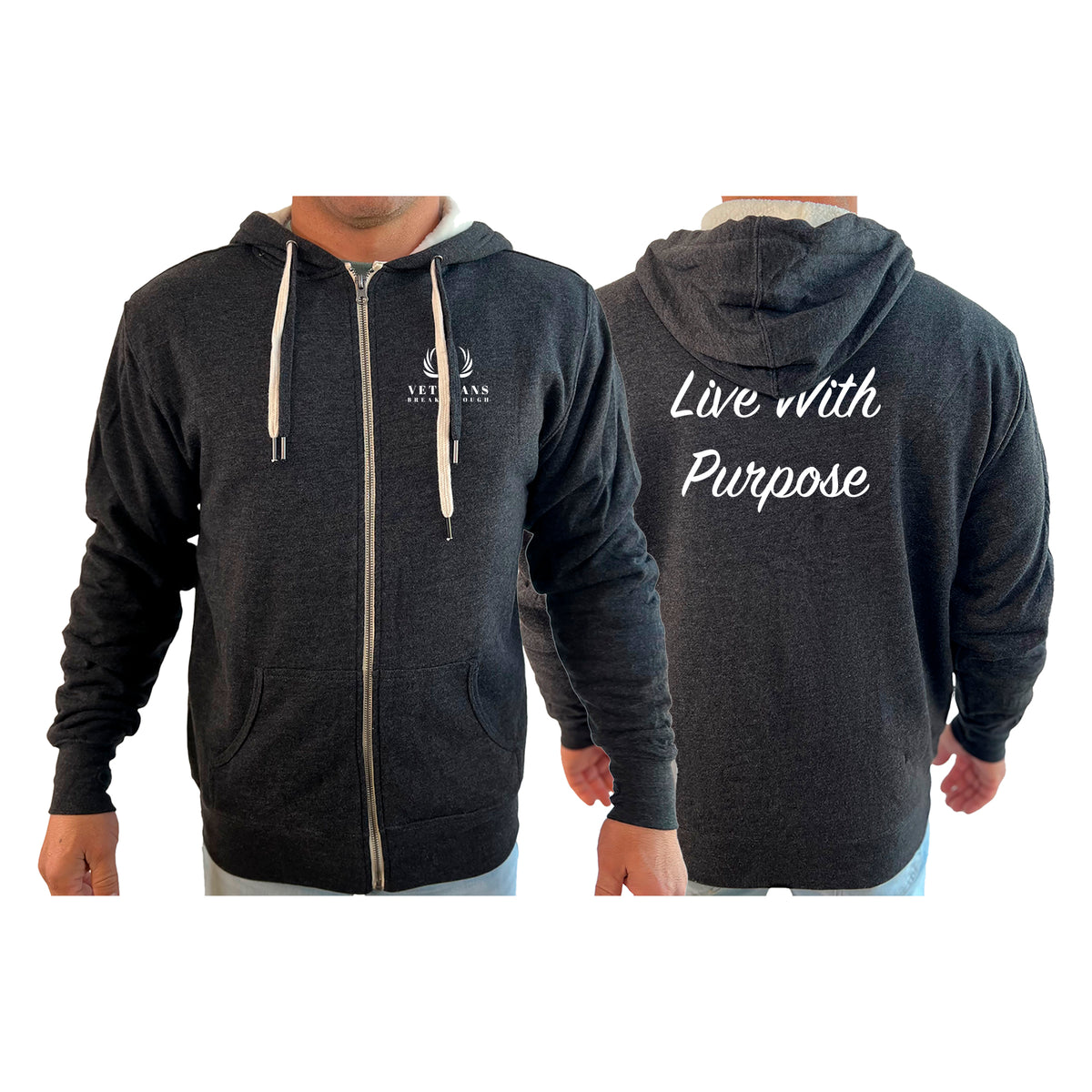 Veterans Breakthrough Academy Sherpa Lined Zip-Up Hoodie #8061 D