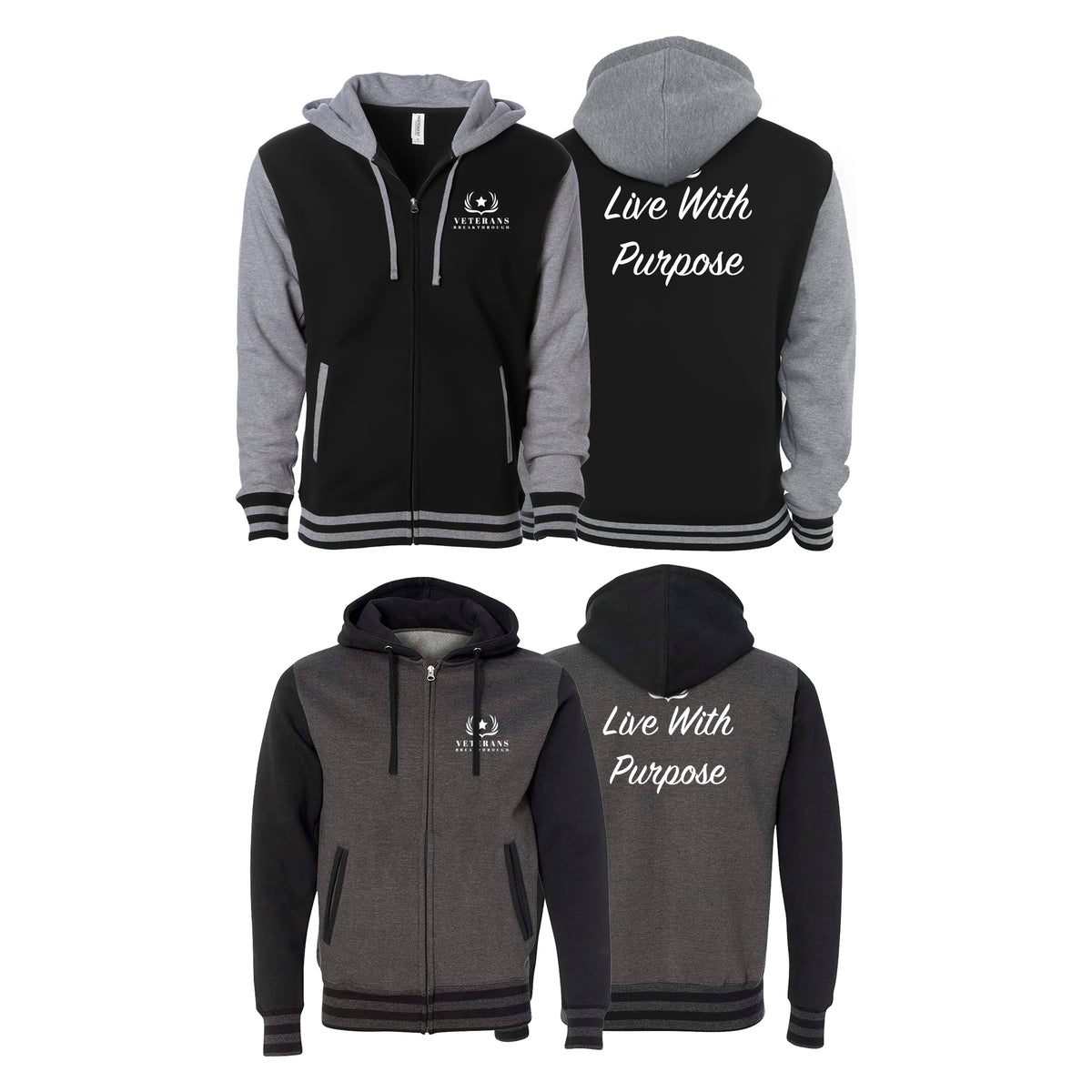 Veterans Breakthrough Academy Varsity Zip-Up Hoodies #8061 D