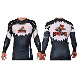 Red Fox Brazilian Jiu-Jitsu Academy Rash Guards Black/White #8062 A 