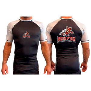 Red Fox Brazilian Jiu-Jitsu All Black Ranked Short Sleeve Rash Guards #8062 A 