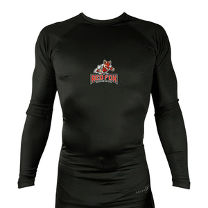 Red Fox Brazilian Jiu-Jitsu All Black Custom Rash Guards Long Sleeves #8062 A 