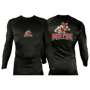 Red Fox Brazilian Jiu-Jitsu All Black Custom Rash Guards Long Sleeves #8062 A 
